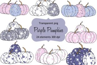 Elevating Autumn Design with Purple Floral Pumpkin Clip Art