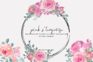 Elevating Design Projects with Pink Turquoise Floral Bouquet Clipart