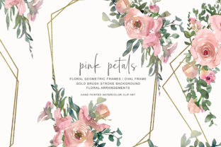 Elevating Digital Design with Hand-Painted Watercolor Pink Gold Floral Frames