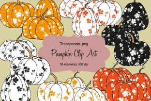 Floral Pumpkin Clip Art for Autumn Design