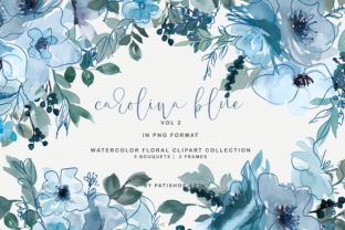 Pastel Blue Watercolor Floral Doodle Set Guide