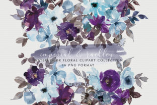Purple Blue Watercolor Floral Set: Imperial Rackley