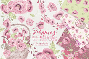 Watercolor Floral Clipart Poppies Red