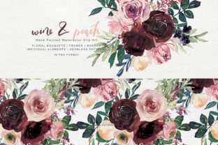 Wine and Peach Floral Bouquet Clipart Guide